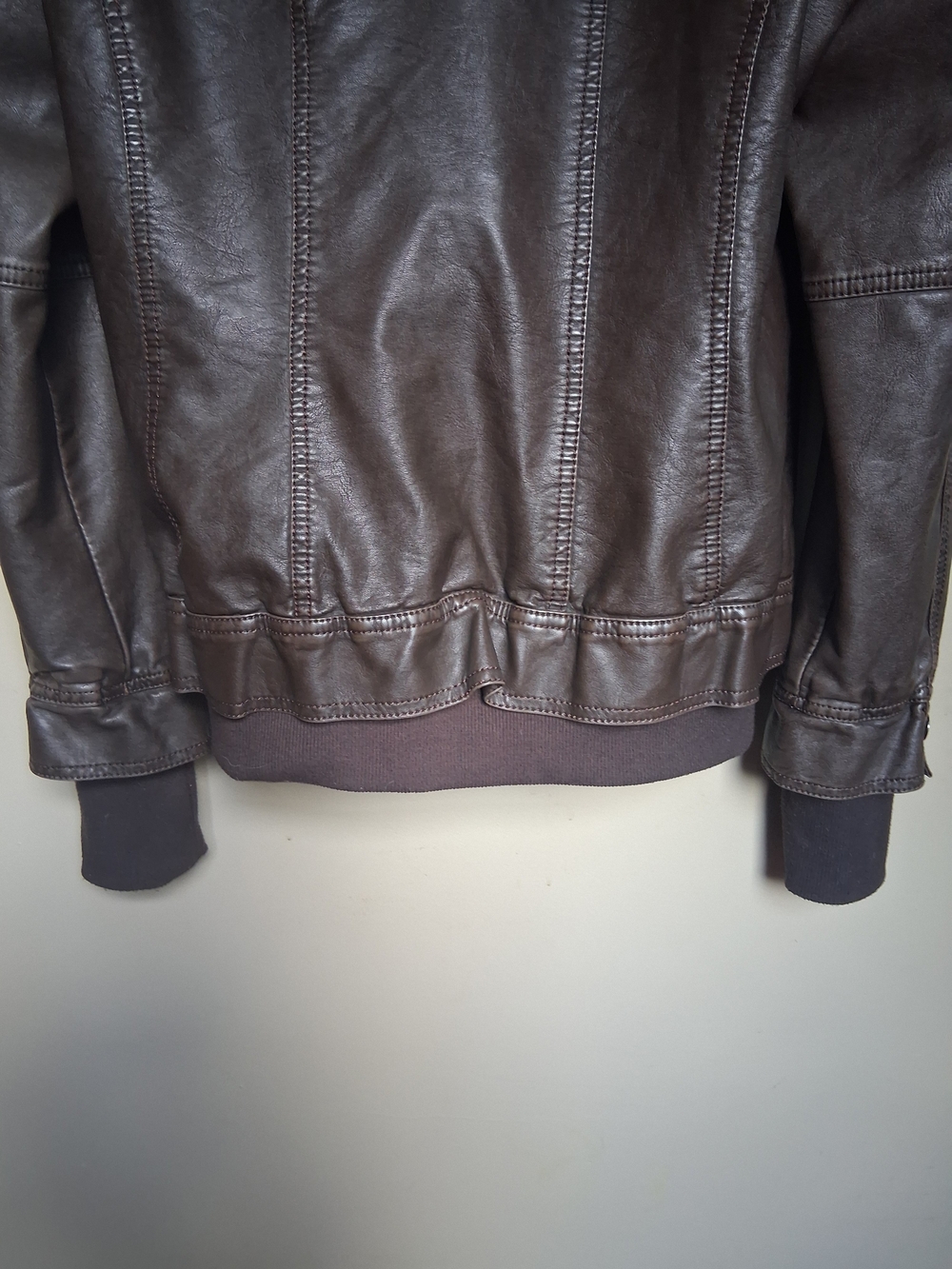 Made By Johnny Women's Brown Faux Leather Zip Jacket with Hood - Picture 3 of 9